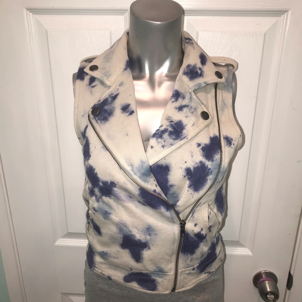 Rubbish tye dye denim look Moto vest -Nordstrom